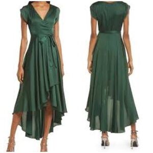 Lulus Fallen For You Green Satin Hi Lo Dress, Size XL